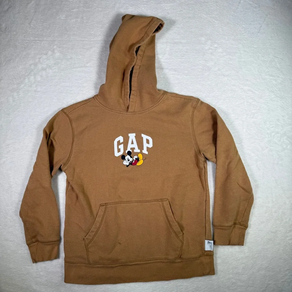 GAP x Disney‎ Kids Hoodie Sweatshirt Size L (10) Brown Mickey Mouse